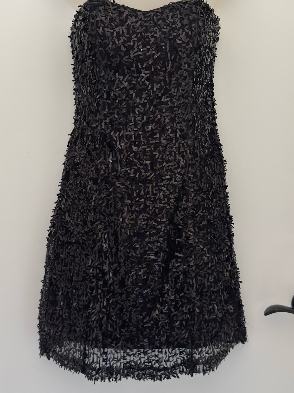 Vtg Y2K Wet Seal Strapless Black Sequin whimsical fairy retro Britney Mini Dress